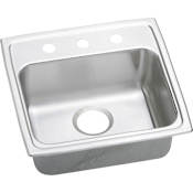 Elkay Gourmet 19" Single Basin Drop In Stainless Steel Kitchen Sink 1 Faucet Hole