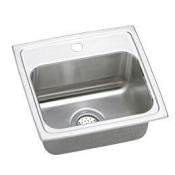 Elkay Gourmet 17" Single Basin Drop In Stainless Steel Kitchen Sink 1 Faucet Hole