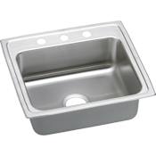 Elkay Gourmet 22" Single Basin Drop In Stainless Steel Kitchen Sink 1 Faucet Hole