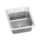 Elkay Celebrity 17" Drop In Single Basin Stainless Steel Kitchen Sink 1 Faucet Hole
