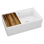 Elkay 33" Farmhouse Double Basin Fireclay Kitchen Sink with Cutting Board White