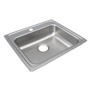 Elkay Lustertone 22" Drop In Single Basin Stainless Steel Kitchen Sink 1 Faucet Hole