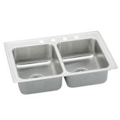 Elkay Gourmet Kitchen Sink 33" x 20" Stainless Steel Drop In Double Basin with a 6-1/2" Basin Stainless Steel