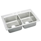 Elkay Gourmet Kitchen Sink 33" x 22" Drop In Double Basin Stainless Steel with 5" Basins Stainless Steel