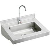 Elkay Stainless Steel 22" Wall Mount Single Bowl Bathroom Sink with 2.0 GPM Sensor Faucet and Mixing Valve Stainless Steel