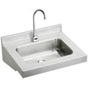 Elkay Stainless Steel 22" Wall Mount Single Bowl Bathroom Sink with 2.0 GPM Sensor Faucet and Anti-Scald Mixing Valve Stainless Steel