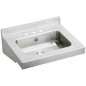 Elkay Stainless Steel 22" Wall Mount Single Bowl Bathroom Sink with Three Faucet Holes, 4" Centers and Connected Overflow Stainless Steel