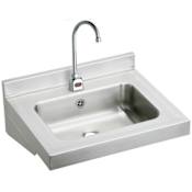 Elkay Stainless Steel 22" Wall Mount Single Bowl Bathroom Sink with 2.0 GPM Sensor Faucet and Connected Overflow Stainless Steel