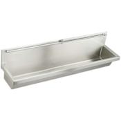 Elkay Stainless Steel 60" x 14" Wall Mount 14 Gauge Multiple Station Urinal with 8" Backsplash and Flush Pipe Stainless Steel