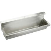 Elkay Stainless Steel 60" x 14" Wall Mount 14 Gauge Multiple Station Urinal with 8" Backsplash and Concealed Flush Pipe Stainless Steel