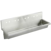 Elkay Wall Mount 14 Gauge Stainless Steel Four Station Handwash Sink with Eight Faucet Holes Stainless Steel