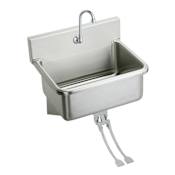 Elkay 25" Wall Mount 14 Gauge Stainless Steel Scrub Sink with Spout, Foot Valve and Drain Fitting Stainless Steel