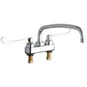 Elkay ADA 4" Centerset Exposed Utility Faucet with 12" Reach Arc Tube Spout and 6" Blade Handles Chrome