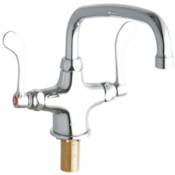 Elkay ADA Single Hole Concealed Deck Utility Faucet with 10" Reach Arc Tube Spout and 4" Blade Handles Chrome