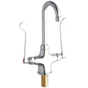 Elkay 11-5/16" ADA Single Hole Concealed Deck Utility Faucet with 3-5/8" Reach Gooseneck Spout and 6" Blade Handles Chrome