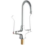 Elkay 13-5/16" ADA Single Hole Concealed Deck Utility Faucet with 5-1/8" Reach Gooseneck Spout and 6" Blade Handles Chrome