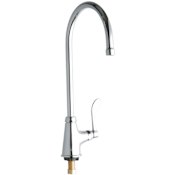 Elkay ADA Single Hole Single Control Deck Mount Classroom Faucet with 8" Reach Gooseneck Spout and 4" Blade Handle Chrome