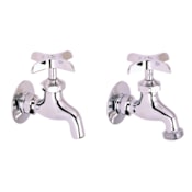 Elkay Wall Mount Service Sink Faucet Pair with Metal Cross Handles Chrome