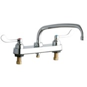 Elkay ADA 8" Centerset Exposed Deck Food Service Faucet with 10" Reach Arc Tube Spout and 4" Blade Handles Chrome