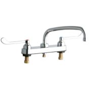 Elkay ADA 8" Centerset Exposed Deck Food Service Faucet with 10" Reach Arc Tube Spout and 6" Blade Handles Chrome