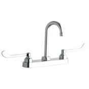Elkay ADA 8" Centerset Exposed Deck Food Service Faucet with 3-5/8" Reach Gooseneck Spout and 6" Blade Handles Chrome