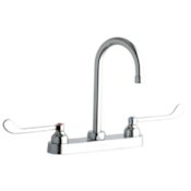 Elkay ADA 8" Centerset Exposed Deck Food Service Faucet with 5-1/8" Reach Gooseneck Spout and 6" Blade Handles Chrome