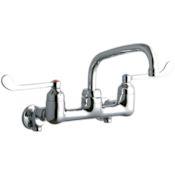 Elkay 8" Centerset Wall Mount Food Service Faucet with 8" Reach Arc Tube Spout and 6" Blade Handles Chrome