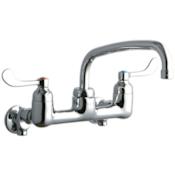 Elkay 8" Centerset Wall Mount Food Service Faucet with 10" Reach Arc Tube Spout and 4" Blade Handles Chrome