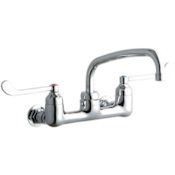 Elkay ADA 8" Centerset Wall Mount Food Service Faucet with 10" Reach Arc Tube Spout and 6" Blade Handles Chrome