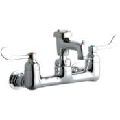 Elkay ADA 8" Centerset Wall Mount Service Sink Faucet with Bucket Hook and 4" Blade Handles Chrome