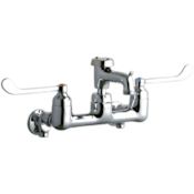 Elkay 8" Centerset Wall Mount Service Sink Faucet with Bucket Hook and 6" Blade Handles Chrome