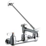 Elkay ADA 8" Centerset Wall Mount Service Sink Faucet with 6-1/2" Reach Bucket Hook Spout Chrome
