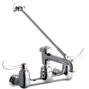 Elkay ADA 8" Centerset Wall Mount Service Sink Faucet with 6-1/2" Reach Bucket Hook Spout and 4" Blade Handles Chrome