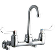 Elkay 8" Centerset Wall Mount Service Sink Faucet with 3-5/8" Reach Gooseneck Spout and 4" Blade Handles Chrome