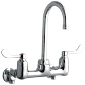 Elkay 8" Centerset Wall Mount Service Sink Faucet with 5-1/8" Reach Gooseneck Spout and 4" Blade Handles Chrome