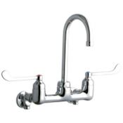 Elkay 8" Centerset Wall Mount Service Sink Faucet with 5-1/8" Reach Gooseneck Spout and 6" Blade Handles Chrome