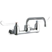 Elkay ADA 8" Centerset Wall Mount Food Service Faucet with 8" Reach Tube Spout and 6" Blade Handles Chrome