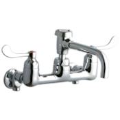 Elkay 8" Centerset Wall Mount Service Sink Faucet with 6-1/2" Reach Vented Spout and 4" Blade Handles Chrome