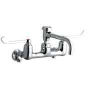 Elkay 8" Centerset Wall Mount Service Sink Faucet with 6-1/2" Reach Vented Spout and 6" Blade Handles Chrome