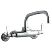 Elkay ADA 3"-8" Adjustable Centers Wall Mount Food Service Faucet with 8" Reach Arc Tube Spout Chrome