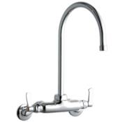 Elkay ADA 3"-8" Adjustable Centers Wall Mount Food Service Faucet with 8" Reach Gooseneck Spout Chrome