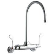 Elkay ADA 3"-8" Adjustable Centers Wall Mount Food Service Faucet with 8" Reach Gooseneck Spout and 4" Blade Handles Chrome