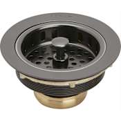 Elkay 3-1/2" Drain Opening 4-1/2" Drain Fitting with Basket Strainer and Rubber Stopper Antique Steel