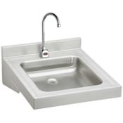 Elkay Stainless Steel 23" Single Basin Wheelchair Wash-Up Bathroom Sink Package with 2.0 GPM Sensor Faucet and Mixing Valve Stainless Steel