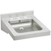 Elkay Stainless Steel 23" Wheelchair Wash-Up Single Basin Bathroom Sink with Overflow and Three Faucet Holes Stainless Steel