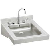 Elkay Stainless Steel 23" Single Basin Wheelchair Wash-Up Bathroom Sink Package with 2.5 GPM Faucet and Overflow Stainless Steel