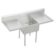 Elkay Weldbilt Stainless Steel 49-1/2" Floor Mount Single Bowl Food Service Scullery Sink with Left and Right Drain Board and Two Faucet Holes Stainless Steel