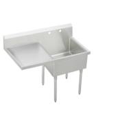 Elkay Weldbilt Stainless Steel 55-1/2" Floor Mount Single Bowl Food Service Scullery Sink with Left Side Drain Board and Two Faucet Holes Stainless Steel