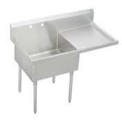 Elkay Weldbilt Stainless Steel 61-1/2" Floor Mount Single Bowl Food Service Scullery Sink with Right Side Drain Board and One Faucet Hole Stainless Steel