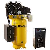 EMAX 7.5 HP 80 Gal 175 Max PSI Two-Stage Stationary Electric (230 Volt 3 Phase) Reciprocating Air Compressor with Dryer N/A